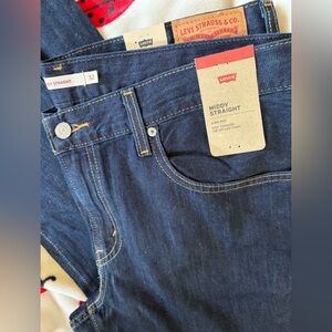 Levis Middy Straight Leg Jeans 32 x 30 Blue Womens Mid Rise NEW Irregular